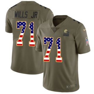 Nike Browns #71 Jedrick Wills JR Olive USA Flag Men's Stitched NFL Limited 2017 Salute To Service Jersey