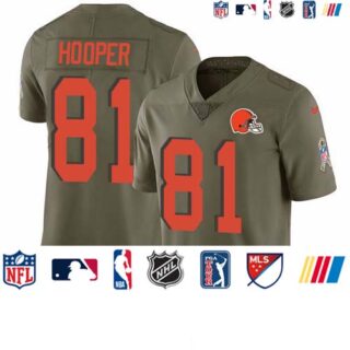 Nike Browns #81 Austin Hooper Olive Men's Stitched NFL Limited 2017 Salute To Service Jersey