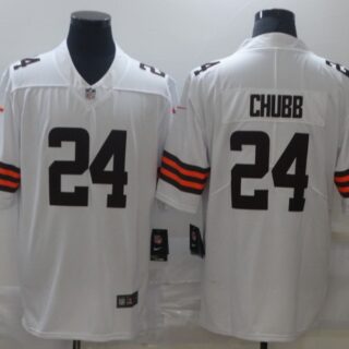 Nike Browns 24 Nick Chubb White 2020 New Vapor Untouchable Limited Jersey