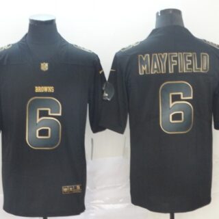 Nike Browns 6 Baker Mayfield Black Gold Vapor Untouchable Limited Jersey
