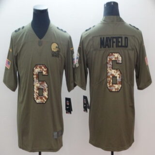 Nike Browns 6 Baker Mayfield Olive Camo Salute To Service Limited Jersey
