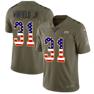Nike Buccaneers #31 Antoine Winfield Jr. Olive USA Flag Men's Stitched NFL Limited 2017 Salute To Service Jersey