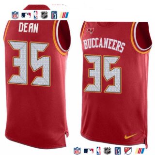 Nike Buccaneers #35 Jamel Dean Red Team Color Men's Stitched NFL Limited Tank Top Jersey