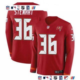 Nike Buccaneers #36 M.J. Stewart Red Team Color Men's Stitched NFL Limited Therma Long Sleeve Jersey