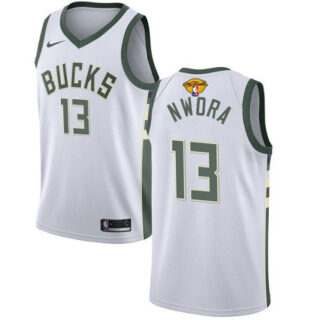 Nike Bucks #13 Jordan Nwora Men's 2021 NBA Finals Bound Swingman Association Edition Jersey White