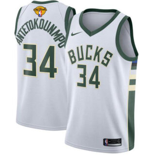 Nike Bucks #34 Giannis Antetokounmpo Men's 2021 NBA Finals Bound Swingman Association Edition Jersey White