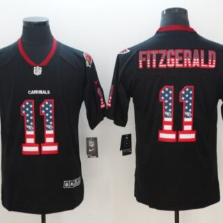 Nike Cardinals 11 Larry Fitzgerald Black USA Flag Fashion Color Rush Limited Jersey