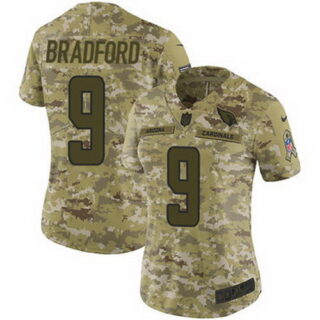 Nike Cardinals #9 Sam Bradford Camo Women's Stitched NFL Limited 2018 Salute to Service Jersey