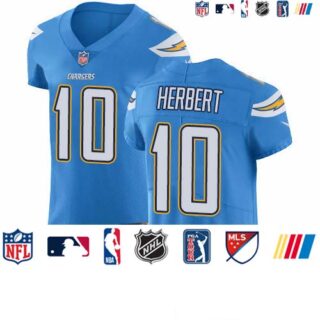 Nike Chargers #10 Justin Herbert Electric Blue Alternate Men's Stitched NFL New Elite Jersey
