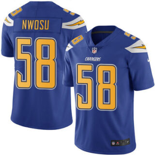 Nike Chargers #58 Uchenna Nwosu Electric Blue Men's Stitched NFL Limited Rush Jersey