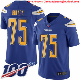 Nike Chargers #75 Bryan Bulaga Electric Blue Men's Stitched NFL Limited Rush 100th Season Jersey