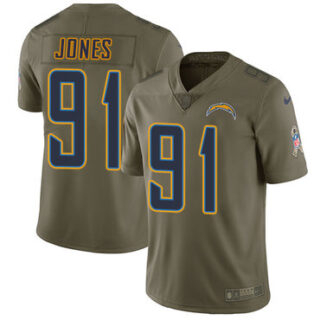 Nike Chargers #91 Justin Jones Olive Men's Stitched NFL Limited 2017 Salute To Service Jersey