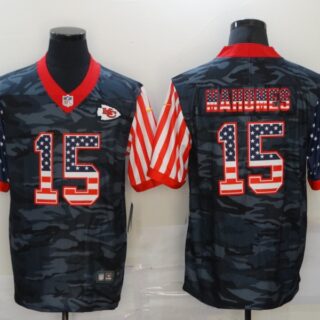 Nike Chiefs 15 Patrick Mahomes Black Camo USA Flag Limited Jersey