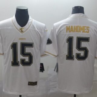 Nike Chiefs 15 Patrick Mahomes White Gold Vapor Untouchable Limited Jersey