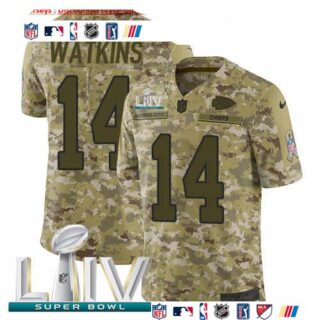 Nike Chiefs #14 Sammy Watkins Camo Super Bowl LIV 2020 Men's Stitched NFL Limited 2018 Salute To Service Jersey