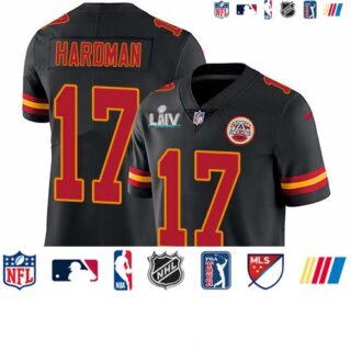 Nike Chiefs #17 Mecole Hardman Black Super Bowl LIV 2020 Men's Stitched NFL Limited Rush Jersey