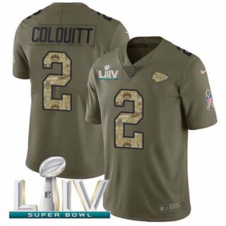 Nike Chiefs #2 Dustin Colquitt Olive Camo Super Bowl LIV 2020 Men's Stitched NFL Limited 2017 Salute To Service Jersey