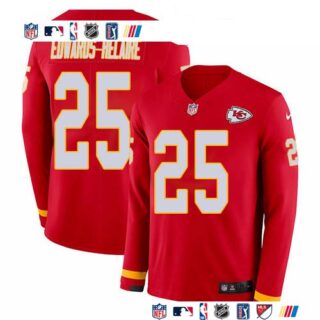 Nike Chiefs #25 Clyde Edwards-Helaire Red Team Color Men's Stitched NFL Limited Therma Long Sleeve Jersey