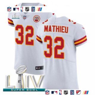 Nike Chiefs #32 Tyrann Mathieu White Super Bowl LIV 2020 Men's Stitched NFL New Elite Jersey