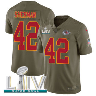 Nike Chiefs #42 Anthony Sherman Olive Super Bowl LIV 2020 Men's Stitched NFL Limited 2017 Salute To Service Jersey