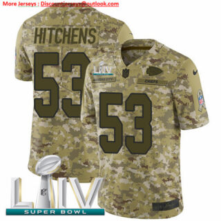 Nike Chiefs #53 Anthony Hitchens Camo Super Bowl LIV 2020 Men's Stitched NFL Limited 2018 Salute To Service Jersey