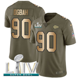 Nike Chiefs #90 Emmanuel Ogbah Olive Gold Super Bowl LIV 2020 Men's Stitched NFL Limited 2017 Salute To Service Jersey