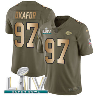 Nike Chiefs #97 Alex Okafor Olive Gold Super Bowl LIV 2020 Men's Stitched NFL Limited 2017 Salute To Service Jersey