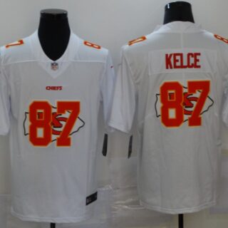 Nike Chiefs 87 Travis Kelce White Shadow Logo Limited Jersey