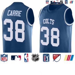 Nike Colts #38 T.J. Carrie Royal Blue Team Color Men's Stitched NFL Limited Tank Top Jersey