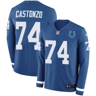 Nike Colts #74 Anthony Castonzo Royal Blue Team Color Men's Stitched NFL Limited Therma Long Sleeve Jersey