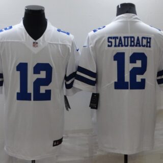 Nike Cowboys 12 Roger Staubach White Vapor Untouchable Limited Jersey