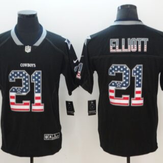 Nike Cowboys 21 Ezekiel Elliott Black USA Flag Fashion Color Rush Limited Jersey