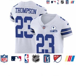Nike Cowboys #23 Darian Thompson White Men's Stitched With Established In 1960 Patch NFL New Elite Jersey