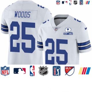 Nike Cowboys #25 Xavier Woods White Men's Stitched With Established In 1960 Patch NFL Vapor Untouchable Limited Jersey