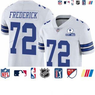 Nike Cowboys #72 Travis Frederick White Men's Stitched With Established In 1960 Patch NFL Vapor Untouchable Limited Jersey