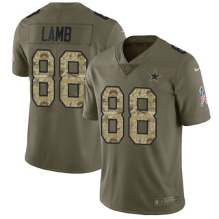Nike Cowboys #88 CeeDee Lamb Olive Camo Men's Stitched NFL Limited 2017 Salute To Service Jersey