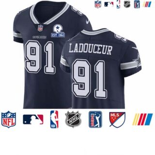 Nike Cowboys #91 L.P. Ladouceur Navy Blue Team Color Men's Stitched With Established In 1960 Patch NFL Vapor Untouchable Elite Jersey