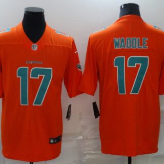 Nike Dolphins 17 Jaylen Waddle Orange Vapor Untouchable Limited Jersey
