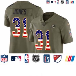 Nike Dolphins #31 Byron Jones Olive USA Flag Men's Stitched NFL Limited 2017 Salute To Service Jersey