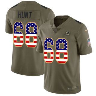 Nike Dolphins #68 Robert Hunt Olive USA Flag Men's Stitched NFL Limited 2017 Salute To Service Jersey