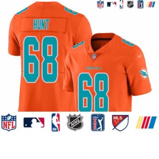 Nike Dolphins #68 Robert Hunt Orange Men's Stitched NFL Limited Inverted Legend Jersey