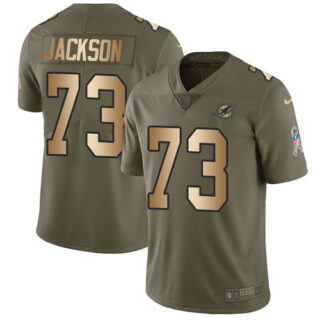Nike Dolphins #73 Austin Jackson Olive Gold Men's Stitched NFL Limited 2017 Salute To Service Jersey