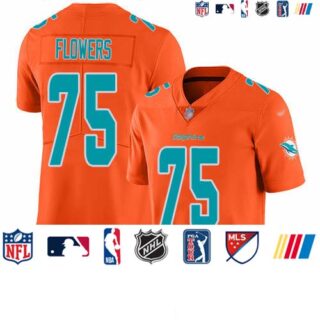 Nike Dolphins #75 Ereck Flowers Orange Men's Stitched NFL Limited Inverted Legend Jersey