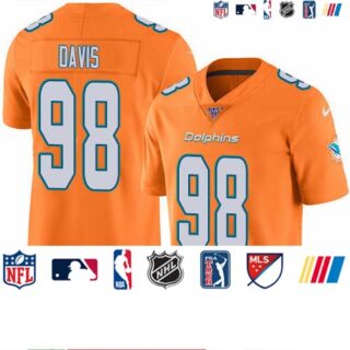 Nike Dolphins #98 Raekwon Davis Orange Men's Stitched NFL Limited Rush 100th Season Jersey