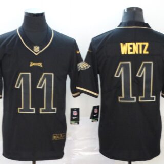 Nike Eagles 11 Carson Wentz Black Gold Throwback Vapor Untouchable Limited Jersey