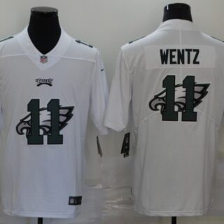 Nike Eagles 11 Carson Wentz White Shadow Logo Limited Jersey