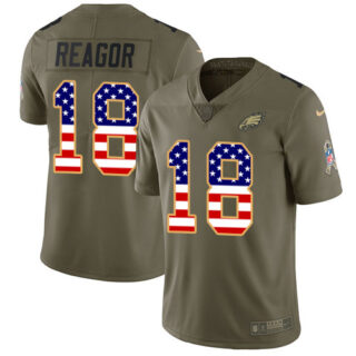 Nike Eagles #18 Jalen Reagor Olive USA Flag Men's Stitched NFL Limited 2017 Salute To Service Jersey