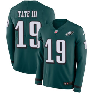 Nike Eagles #19 Golden Tate III Midnight Green Team Color Men's Stitched NFL Limited Therma Long Sleeve Jersey