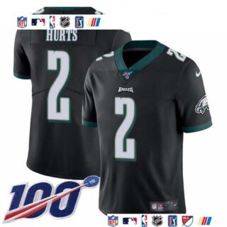 Nike Eagles #2 Jalen Hurts Black Alternate Men's Stitched NFL 100th Season Vapor Untouchable Limited Jersey