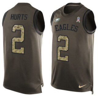 Nike Eagles #2 Jalen Hurts Green Men's Stitched NFL Limited Salute To Service Tank Top Jersey